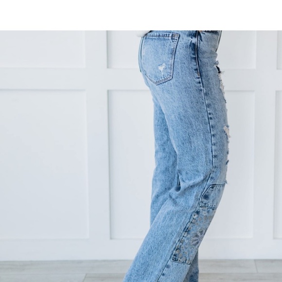 KanCan Womens Patchwork Boyfriend Jean - Picture 6 of 6